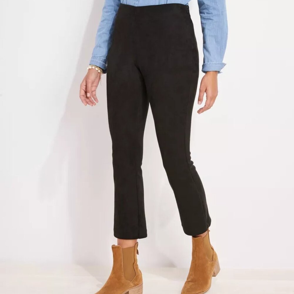 VINEYARD VINES Black Faux Suede Kick Flare Pants Size 16